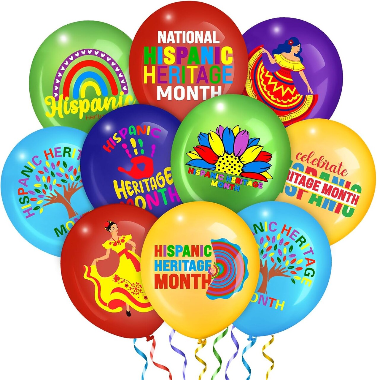 45 Pcs Hispanic Heritage Month Decorations,Latex Balloons Latin American Balloons